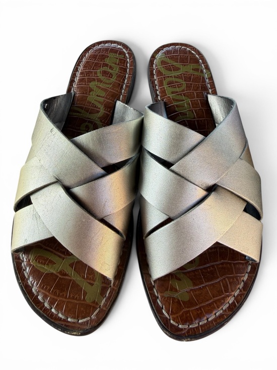 Sam Edelman Shoes - Sam Edelman Metallic Silver Crisscross Slide Sandals